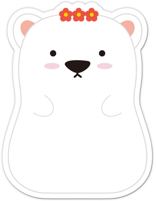 두문 귀여운 도형 화이트보드 곰돌이, 고무자석