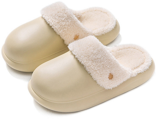 라이프란스 EVA 방한 털 거실화, 베이지, 1개