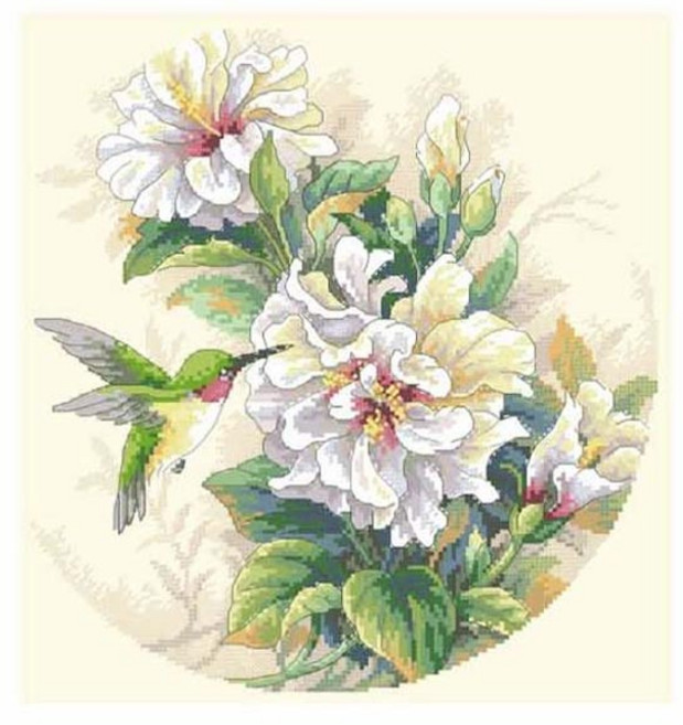 UH홈데코 벌새와 밀꽃 십자수 도안 + 원단 + 실 + 바늘 2p 패키지, 혼합색상, 1세트