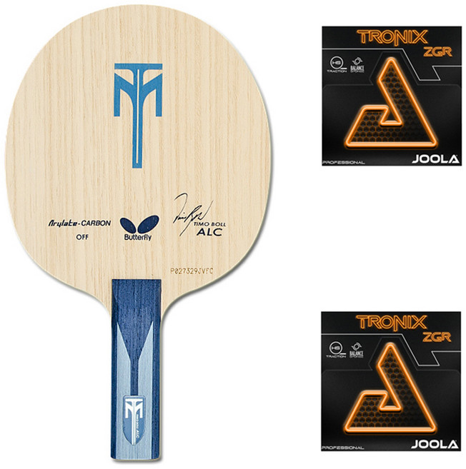 버터플라이 티모볼 ALC ST 탁구라켓 + 줄라 트로닉스 ZGR 러버 2p 세트, 1세트