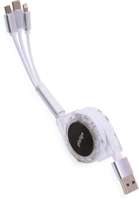 플레이고 3 in 1 C타입-8Pin 5Pin 멀티 충전 릴케이블 CB100, 1개, 화이트, 92cm