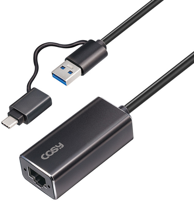 코시 C타입 USB-A타입 듀얼 2.5Gbps 기가랜 어댑터 노트북용, UL4103CA/4103, 1개