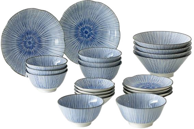 니코트 하나토쿠사 4인 면기 홈세트 22p, 밥공기 4p + 국그릇 4p + 면기 4p + 볼접시 4p + 앞접시 4p + 파르타볼 2p, 혼합색상, 1개