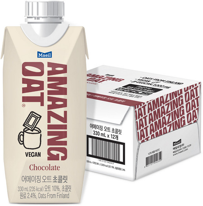 어메이징오트 오트 초콜릿 음료, 330ml, 12개