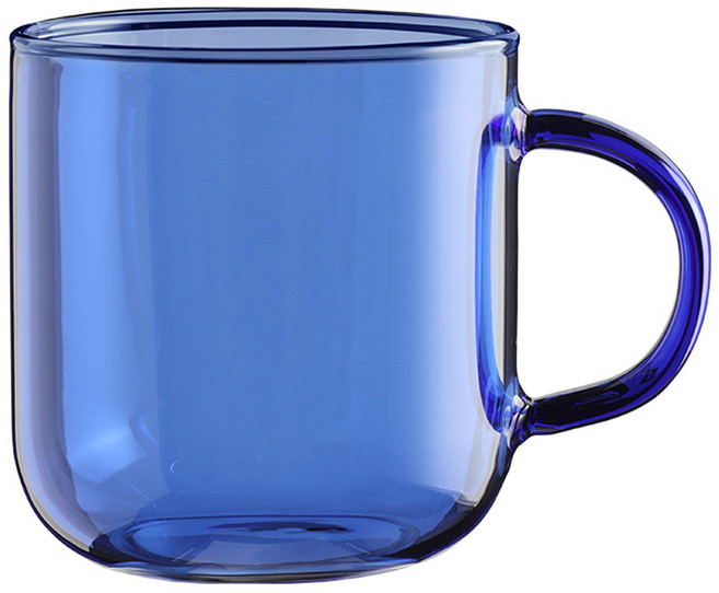 몬즈 베이직 컬러 내열 유리 머그컵 340ml, 블루, 1개