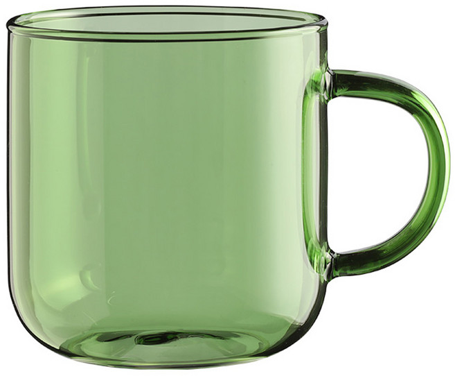 몬즈 베이직 컬러 내열 유리 머그컵 340ml, 그린, 1개