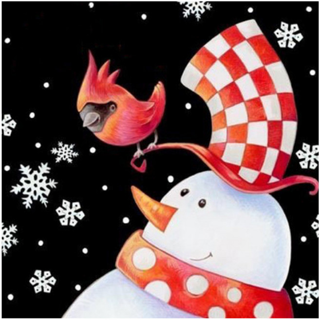 알로데 조이 산타 클로스 눈사람 벽장식 보석십자수 DIY키트 30 x 30 cm, NO 08, 1개