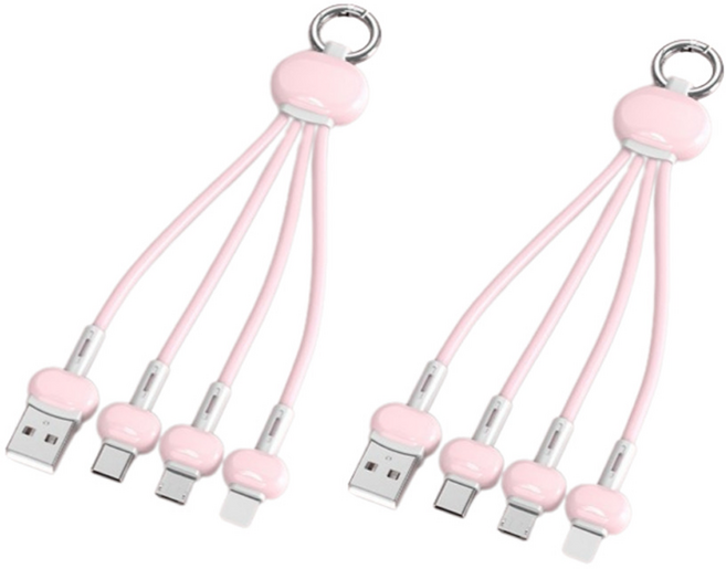 레디엘로 3in1 문어발 충전 케이블, 핑크, 15cm, 2개