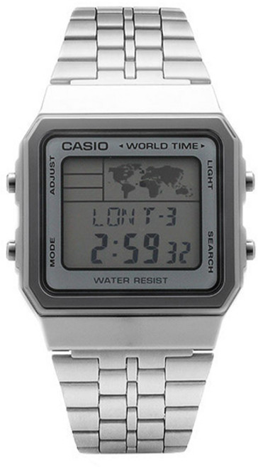 카시오 스퀘어 디지털 빈티지 월드타임 메탈시계 A500WA