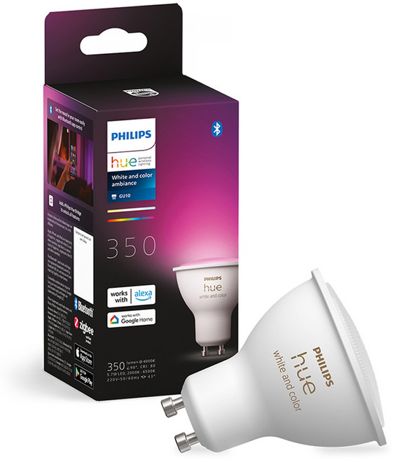 필립스휴 화이트&컬러 앰비언스 GU10 스마트 전구 5.7W, RGB, 1개