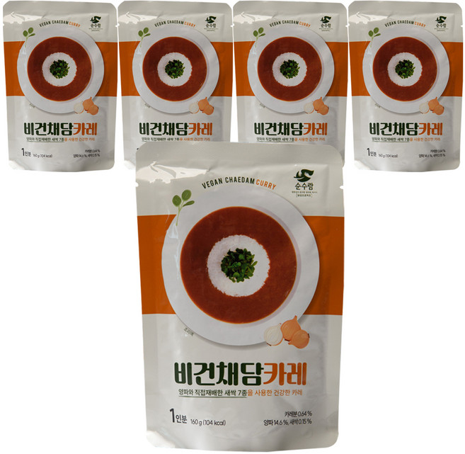 순수람 비건채담카레, 160g, 5개