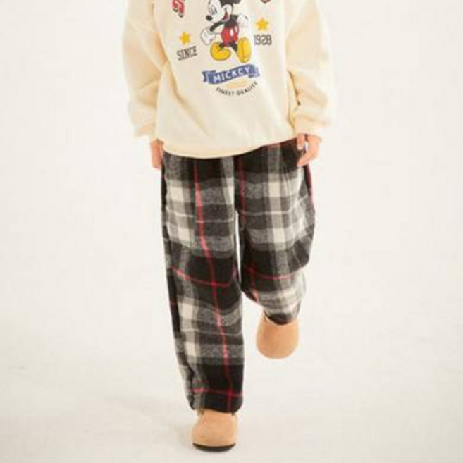젤리스푼 아동용 베이직 플란넬 체크 보온 팬츠