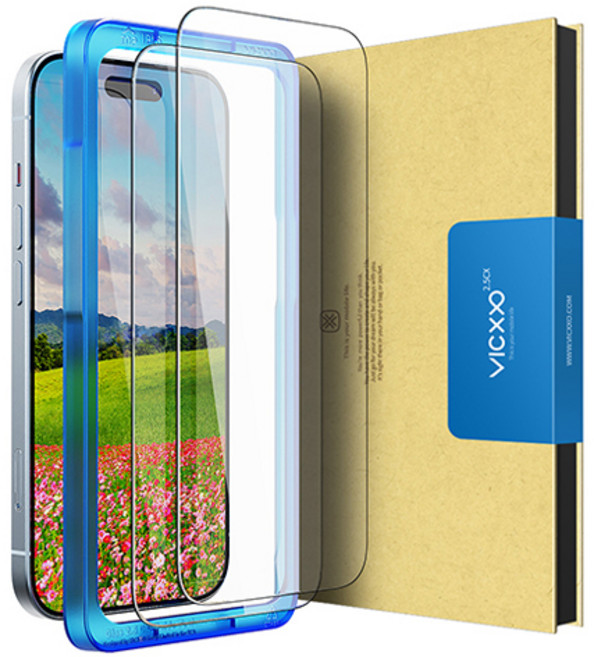 빅쏘 2.5CX 9H 고경도 아이폰 강화유리 휴대폰 액정보호필름 2매 + 부착가이드, 1세트