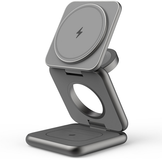 레드빈 더베러 3in1 무선충전기 P1-P-SG for Apple 맥세이프 애플워치, 스페이스그레이(CP-P1-P-SG), 1개
