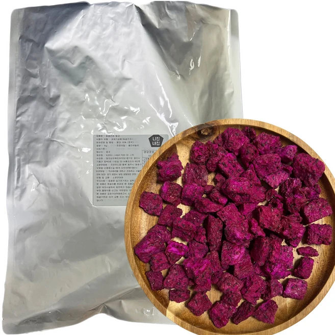 동결건조 달콤하고 바삭한 말린 빨간 용과 큐브형, 1kg, 1개 - 쿠팡
