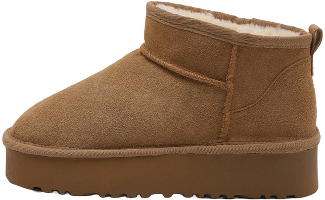 사뿐 여성용 제르나 천연가죽 플랫폼 털 부츠 4cm