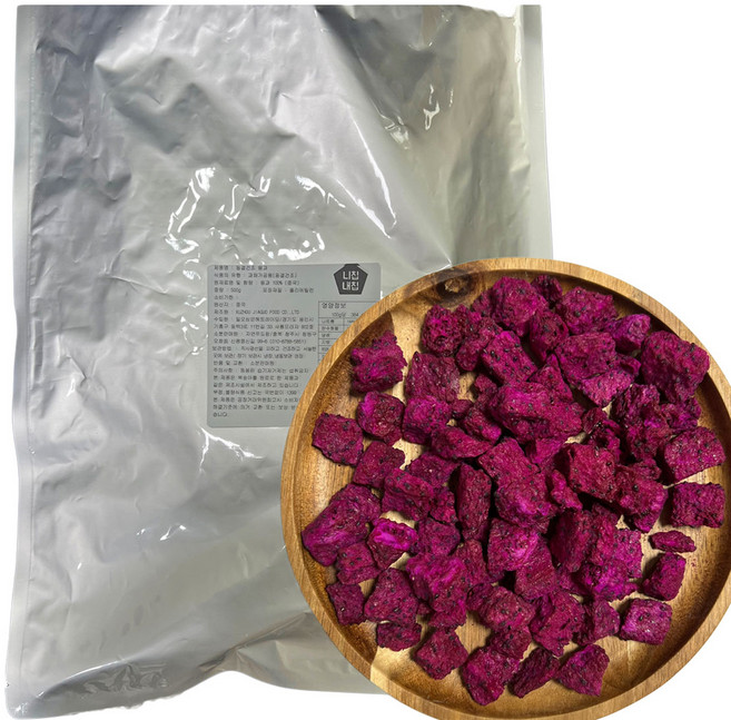 동결건조 달콤하고 바삭한 말린 빨간 용과 큐브형, 500g, 1개