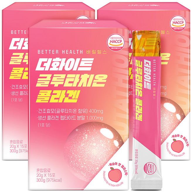 Better Health 穀胱甘肽膠原蛋白果凍條隨身包 水蜜桃口味 15條入, 300g, 3盒