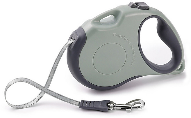 트루러브 강아지 5001 핸즈프리 어깨끈 + 자동줄 5m 세트, 그린 그레이, 1세트
