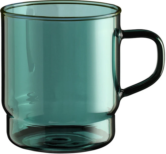 몬즈 스태커블 내열 컬러글라스 머그컵 400ml, 포레스트 그린, 1개 - 쿠팡