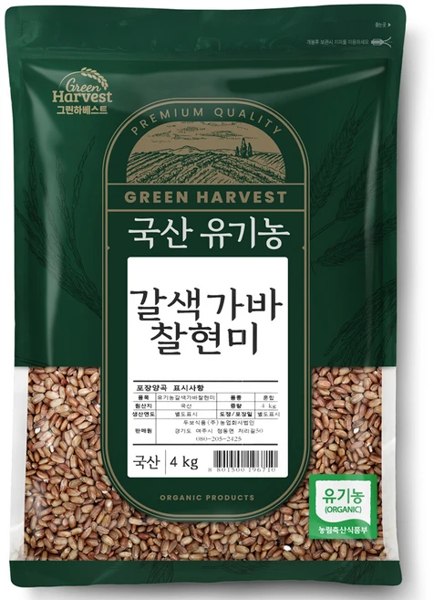 두보식품 국산 유기농 갈색가바 찰현미, 4kg, 1개 - 쿠팡