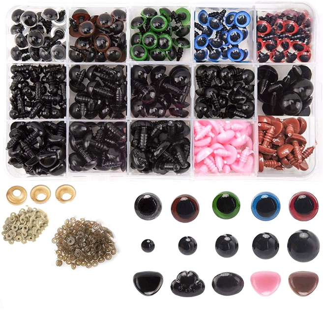 코히모 인형 만들기 눈 코 케이스 단추 세트, 혼합색상, 1개