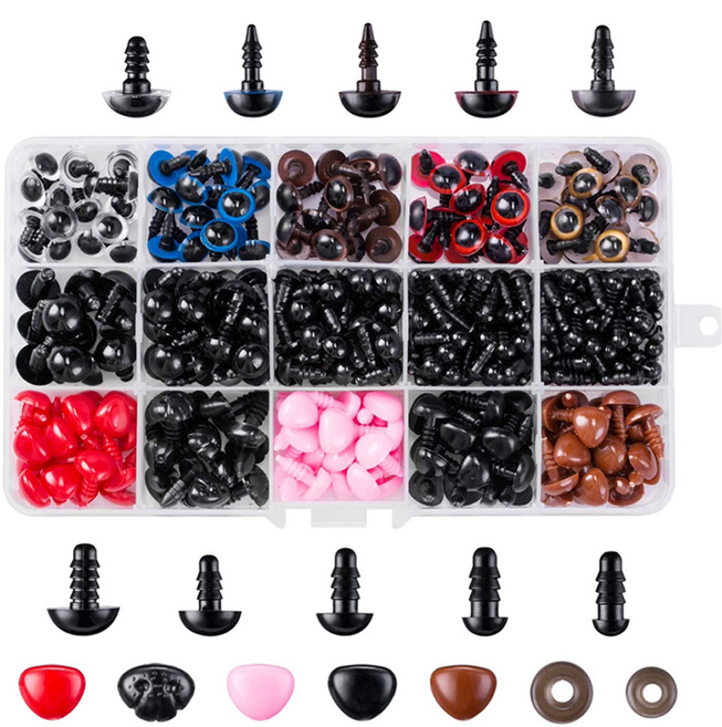 코히모 인형 만들기 눈 코 752p + 케이스 단추 세트, 혼합색상, 1개