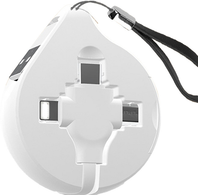 헨센 휴대용 길이조절 3in1 고속 충전 케이블, 1m, 화이트, 1개