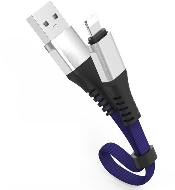 헨센 보조배터리 겸용 숏 충전 케이블 8핀, 30cm, 블루, 1개