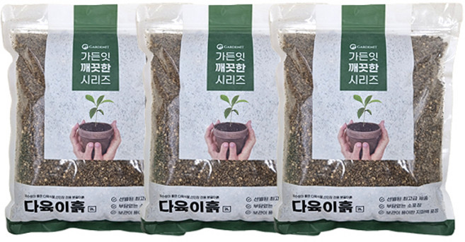 가든잇 깨끗한 다육이흙 소포장, 3개, 2L