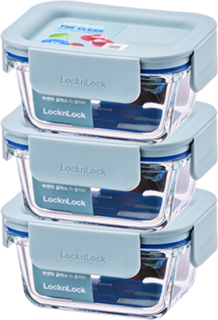 락앤락 더 클리어 직사각 밀폐용기 민트, 3개, 160ml