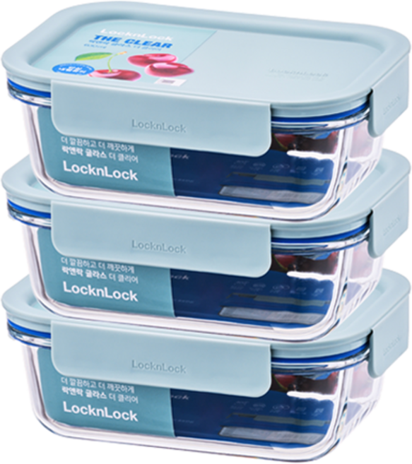 락앤락 더 클리어 직사각 밀폐용기 민트, 3개, 단품