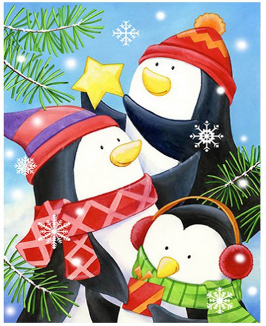 알로데 눈사람 산타 트리 겨울 벽 장식 DIY 보석십자수 라운드 30 x 40 cm, NO. 05, 1개