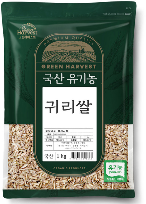 그린하베스트 국산 유기농 귀리, 1kg, 1개