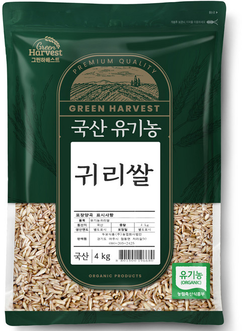 그린하베스트 국산 유기농 귀리, 4kg, 1개
