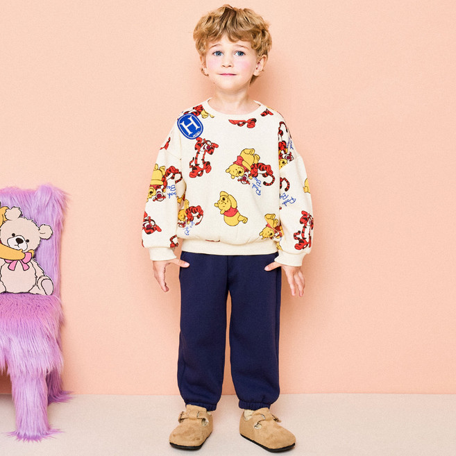 헤이미니 아동용 디즈니 곰돌이푸 허그미 왕기모 보온 조거팬츠