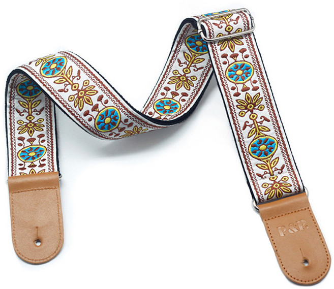 피앤피 자수 기타 스트랩 통기타 어깨끈 3W175 옐로우, 1개