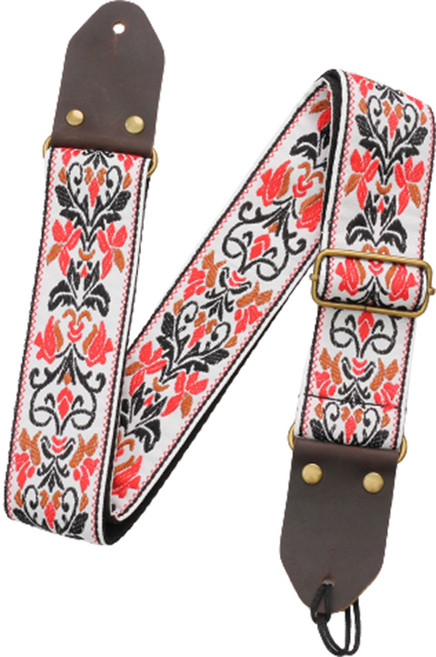 코네임 자수 일렉 베이스 통기타 어깨 멜빵 끈 스트랩 화이트 3W173, 1개