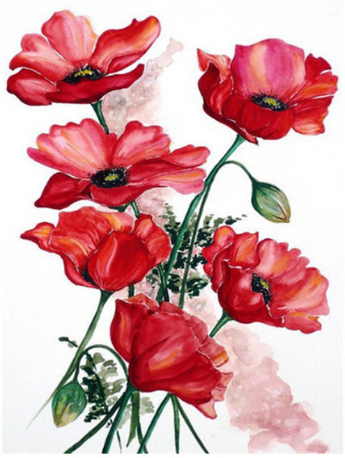 알로데 정열 장미 플라워 그림 벽 장식 DIY 보석십자수 30 x 40 cm, NO. 01, 1개