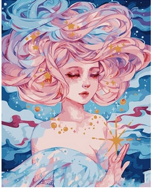 알로데 베아티 소녀 여신 그림 벽 장식 DIY 보석십자수 라운드 25 x 30 cm, NO09, 1개