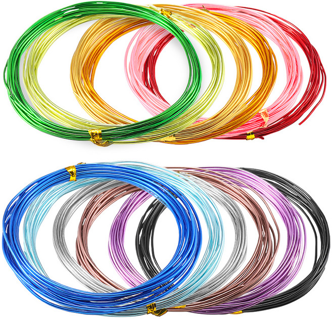 코히모 철사 공예용 알루미늄 와이어 컬러 세트 3W169 1mm x 5m, 혼합색상, 1세트