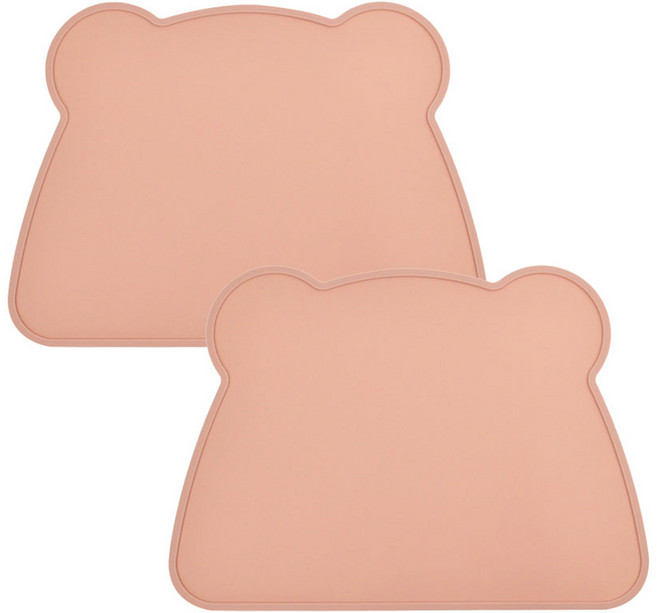 키친유 곰돌이 실리콘 식탁매트, 살구, 360 x 260 mm, 2개