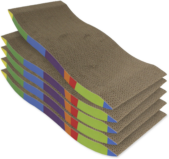 펫츠몬 고양이 레인보우 B골 50cm 평판형 스크래쳐 5종 세트, 혼합색상, 1세트