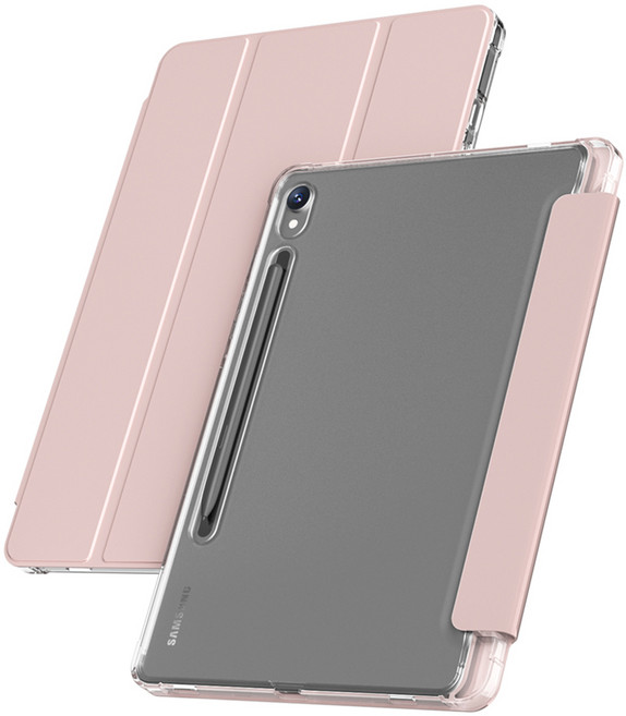 고부기 S펜 수납 스탠드 스마트 커버 매트 태블릿PC 케이스, 핑크, 1개