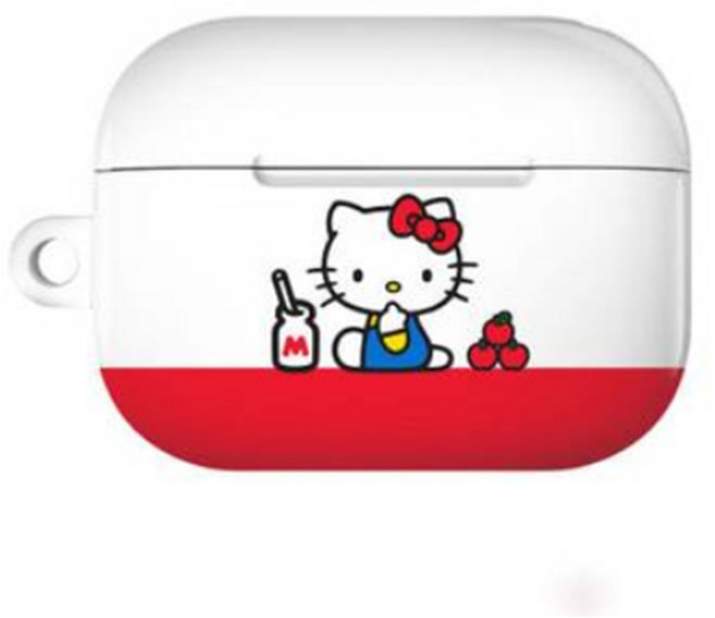 엠픽 헬로키티 에어팟 프로 2세대 유광 케이스, 화이트 + 레드