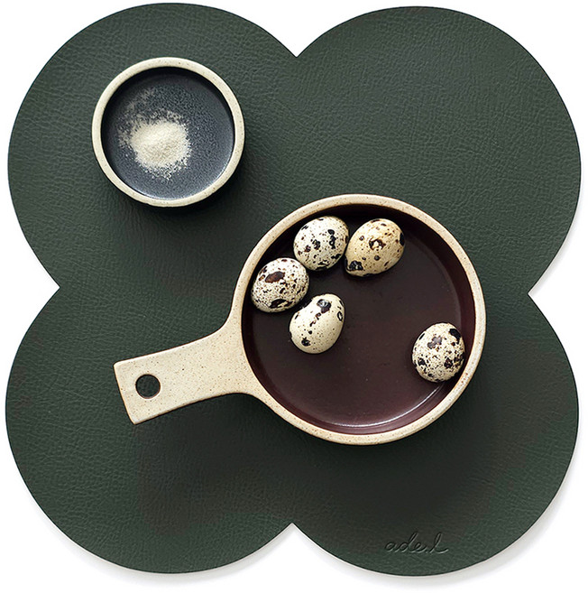 에이드엘 클로버 레더 미니 테이블 매트, 카키, 298 x 302 mm, 2개