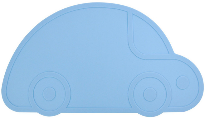 키친유 유아용 자동차 실리콘 식탁 매트, 블루, 가로 470mm x 세로 256mm x 테두리 두께 3mm, 1개