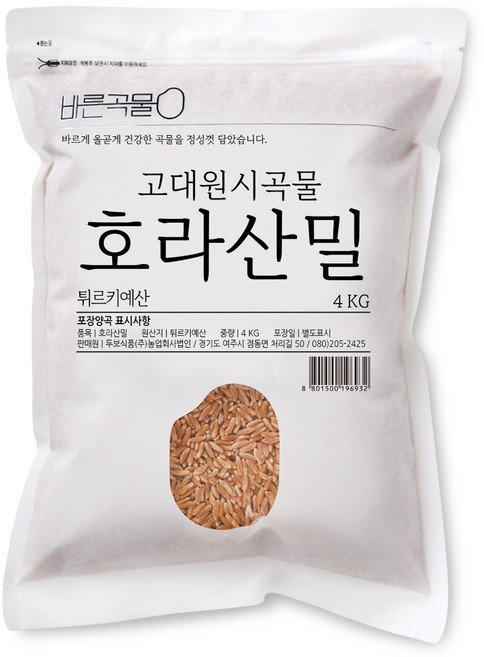 바른곡물 호라산밀 카무트 튀르키예산, 4kg, 1개