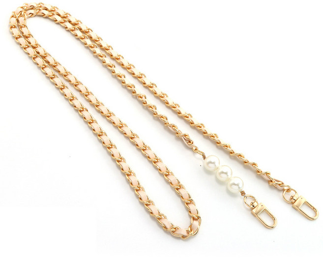 워너프 골드 체인 레더 롱 스트랩 휴대폰 액세서리 125cm, 크림베이지, 1개