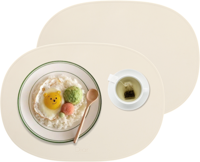 디아르 플래티넘 실리콘 식탁매트 오리지널, 아이보리, 42.5 x 31 cm, 2개